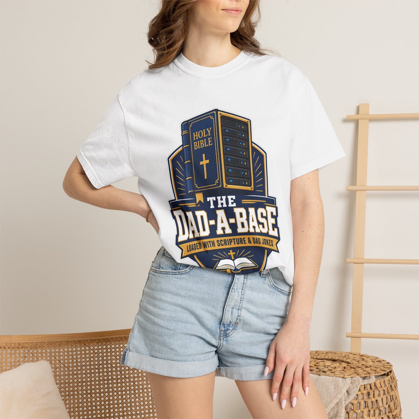 Dad-A-Base Christian T-Shirt — "The Dad-A-Base" Bible & Dad Jokes Design