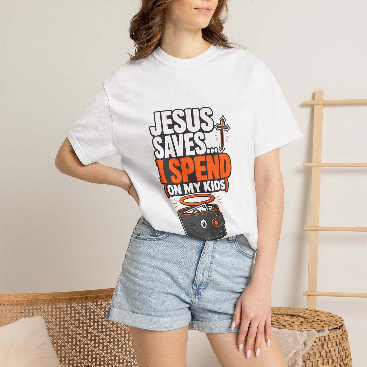 Jesus Saves I Spend On My Kids T-Shirt — Funny Christian Parent Tee