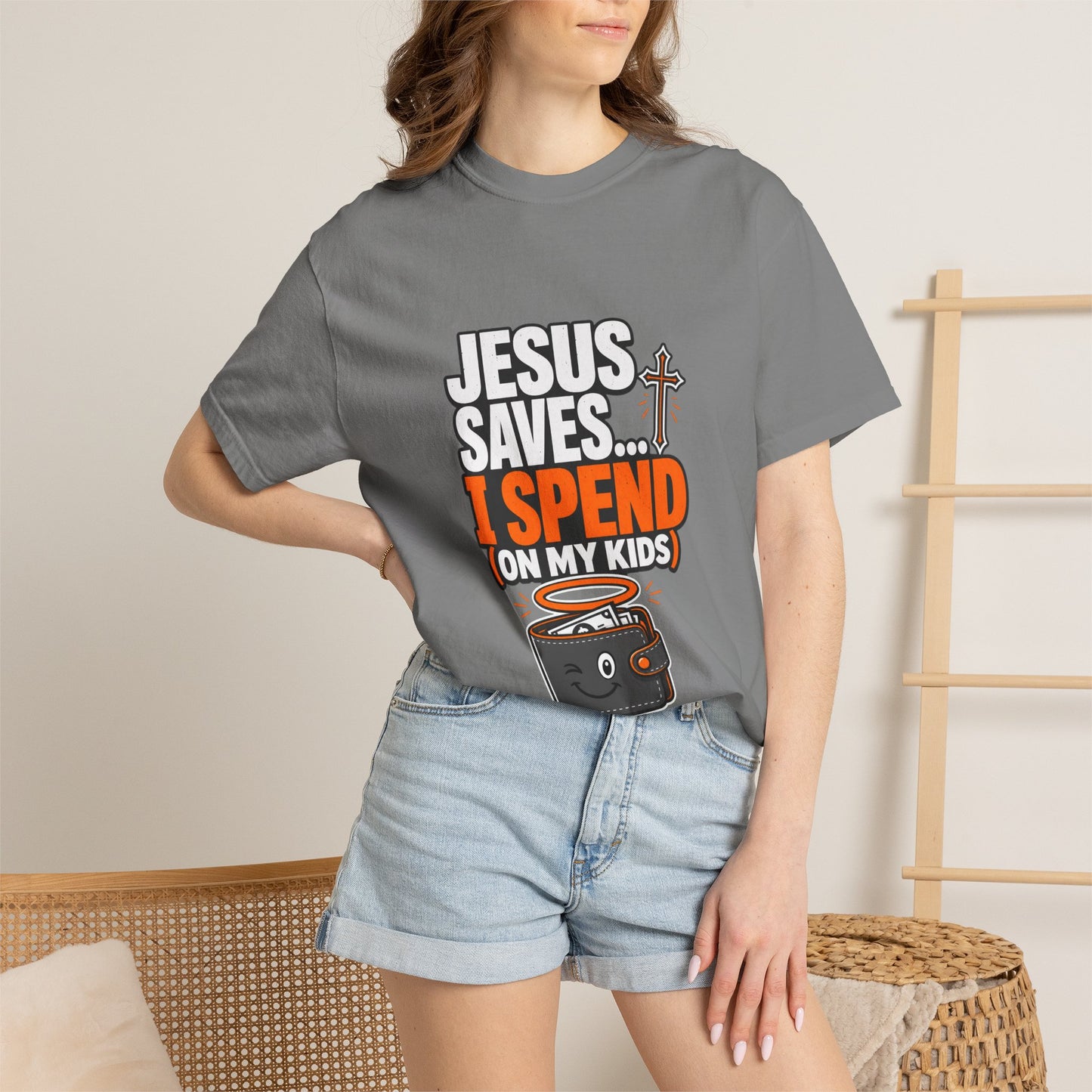 Jesus Saves I Spend On My Kids T-Shirt — Funny Christian Parent Tee