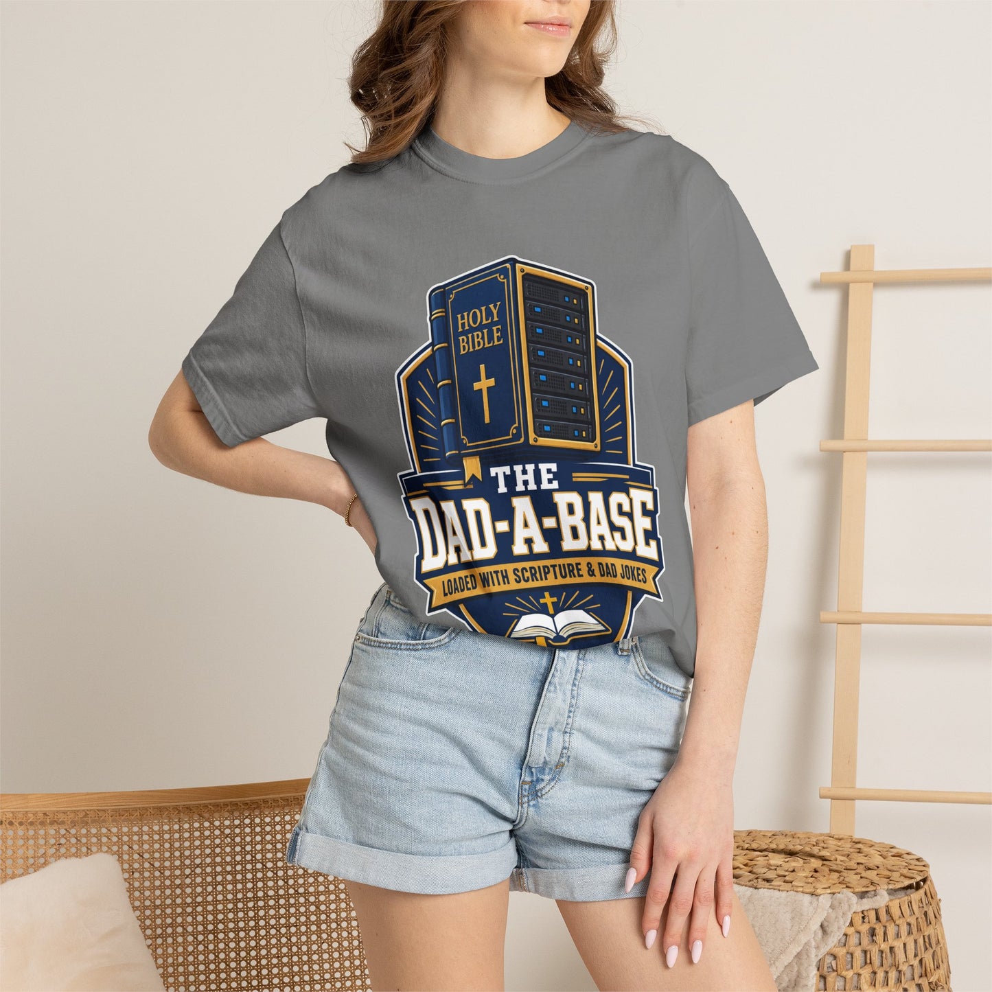 Dad-A-Base Christian T-Shirt — "The Dad-A-Base" Bible & Dad Jokes Design