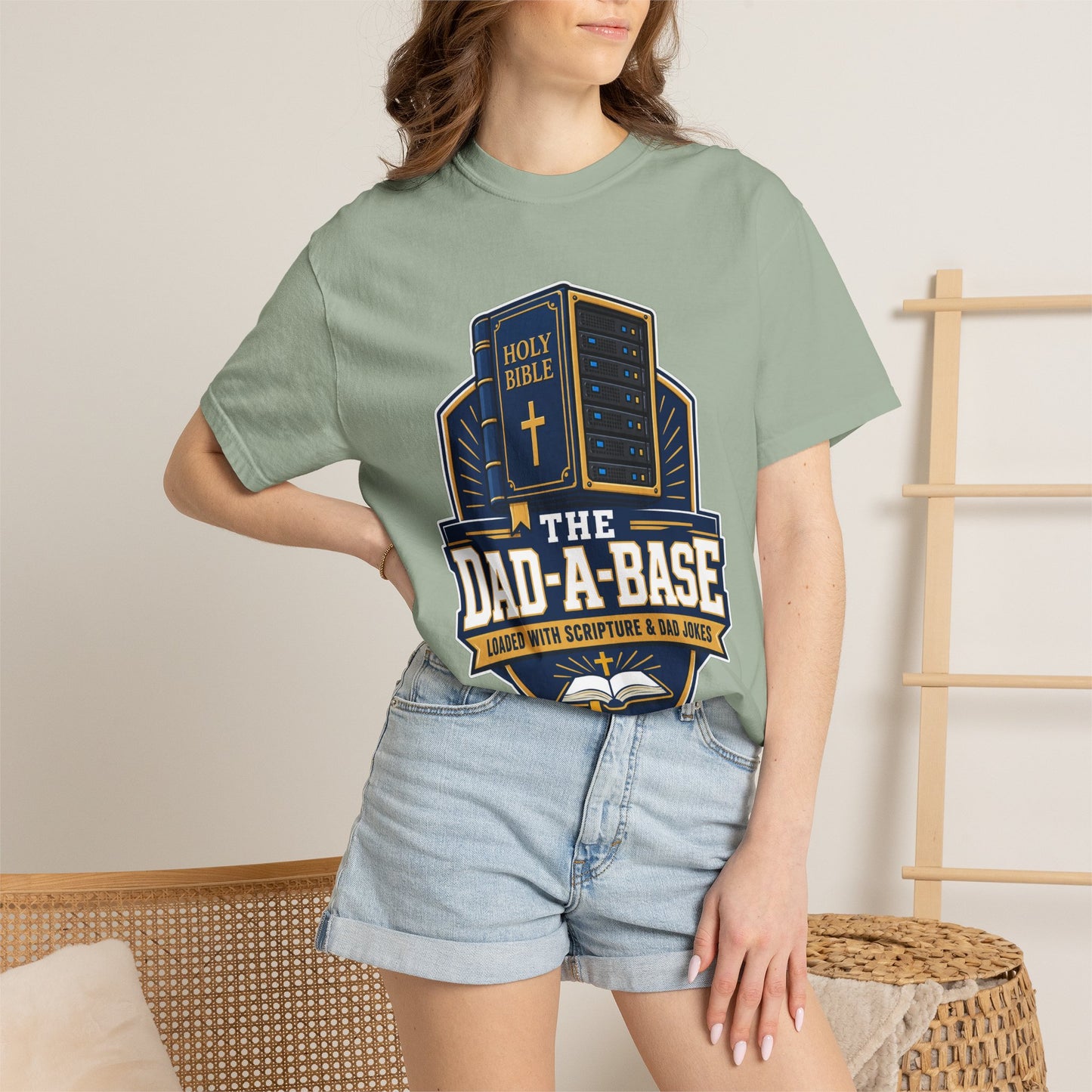 Dad-A-Base Christian T-Shirt — "The Dad-A-Base" Bible & Dad Jokes Design