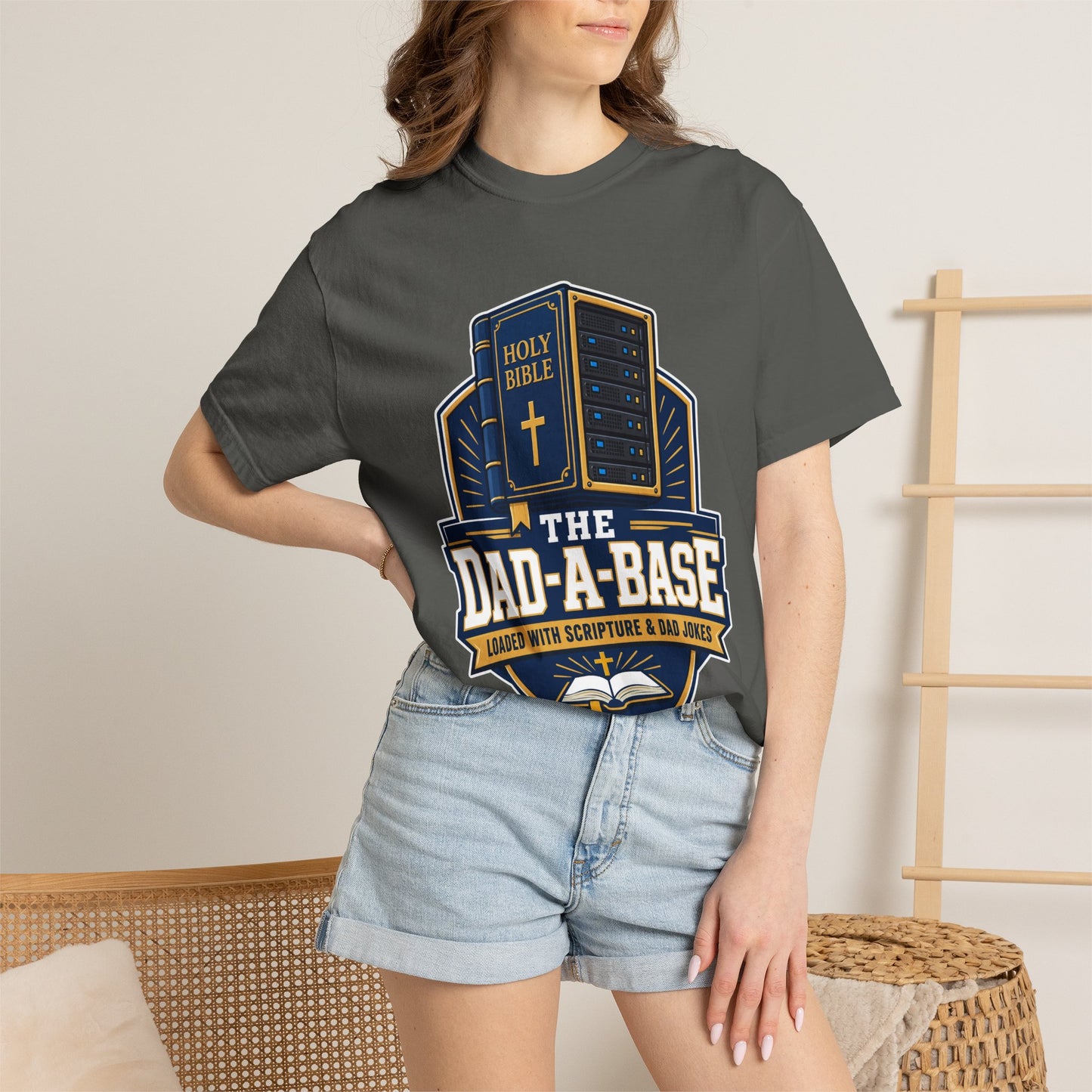 Dad-A-Base Christian T-Shirt — "The Dad-A-Base" Bible & Dad Jokes Design