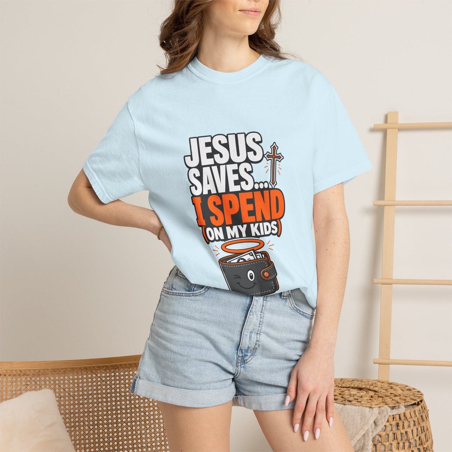Jesus Saves I Spend On My Kids T-Shirt — Funny Christian Parent Tee