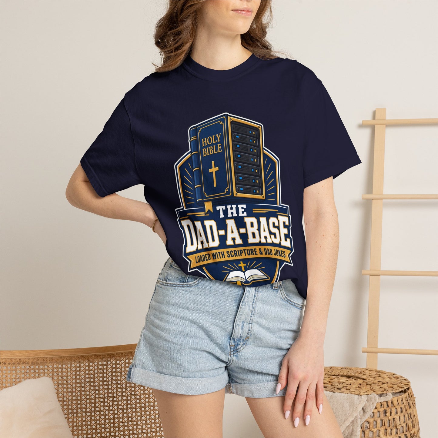 Dad-A-Base Christian T-Shirt — "The Dad-A-Base" Bible & Dad Jokes Design