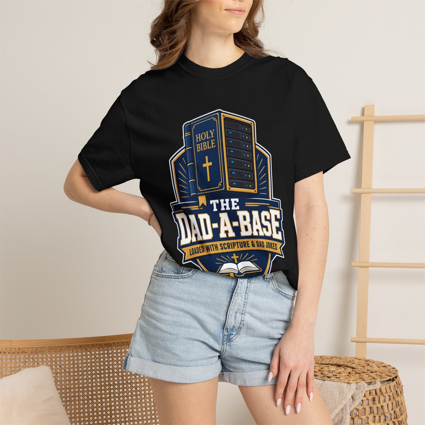 Dad-A-Base Christian T-Shirt — "The Dad-A-Base" Bible & Dad Jokes Design