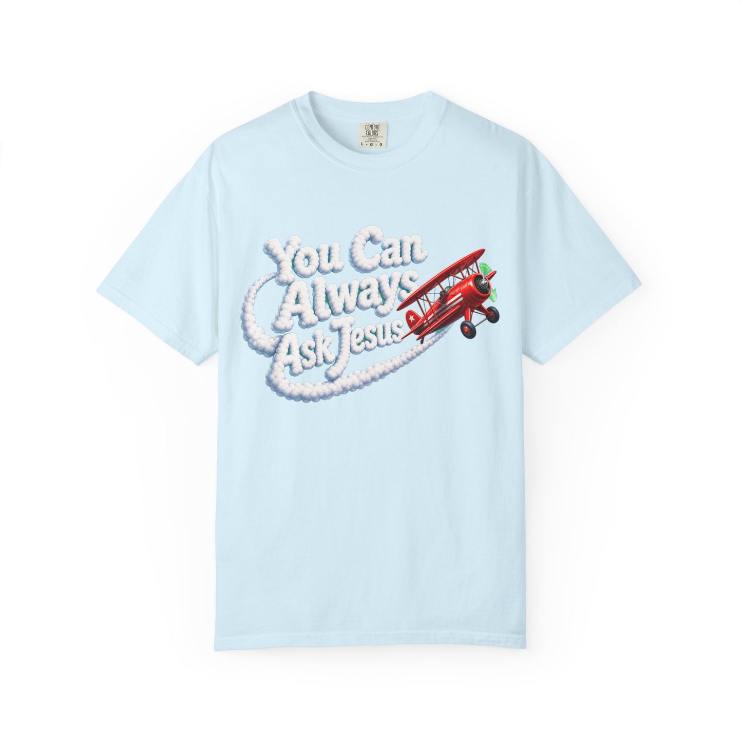 You Can Always Ask Jesus T-Shirt — Retro Biplane Skywriting Christian Tee