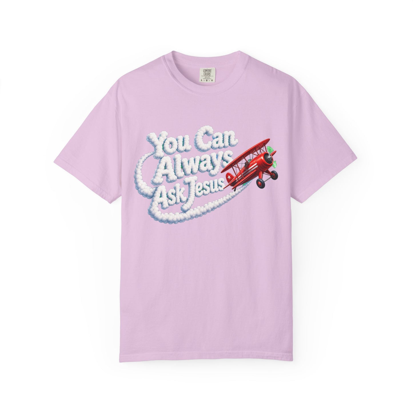 You Can Always Ask Jesus T-Shirt — Retro Biplane Skywriting Christian Tee