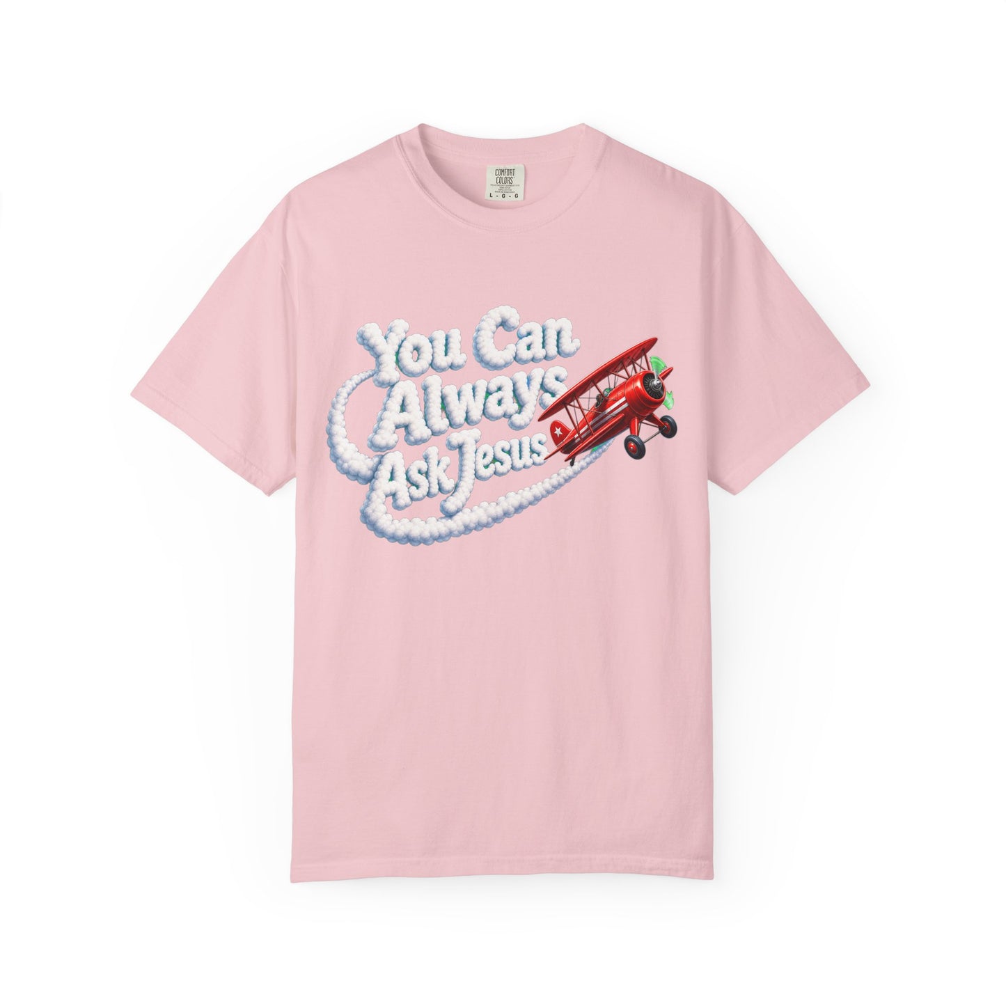 You Can Always Ask Jesus T-Shirt — Retro Biplane Skywriting Christian Tee