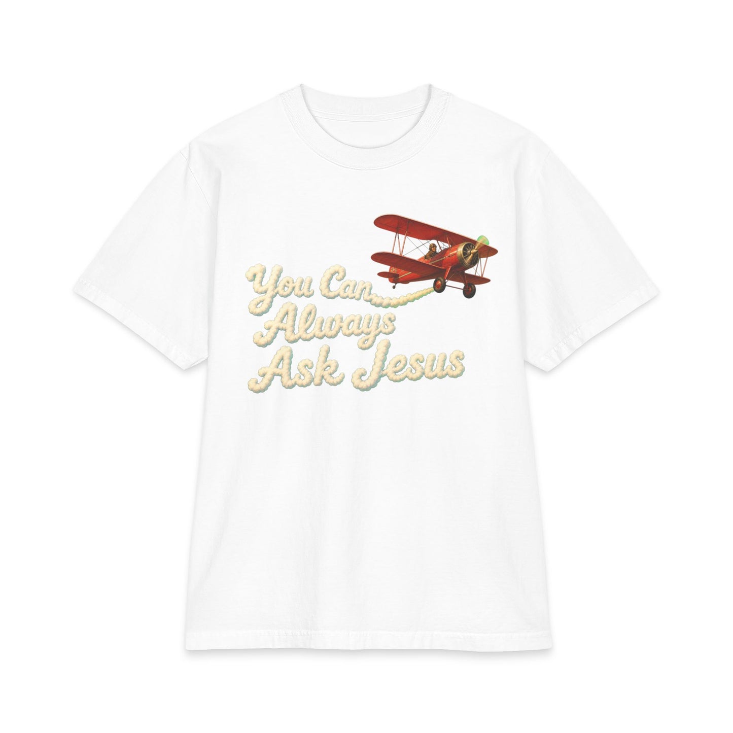 You Can Always Ask Jesus T‑Shirt — Vintage Biplane Christian Tee