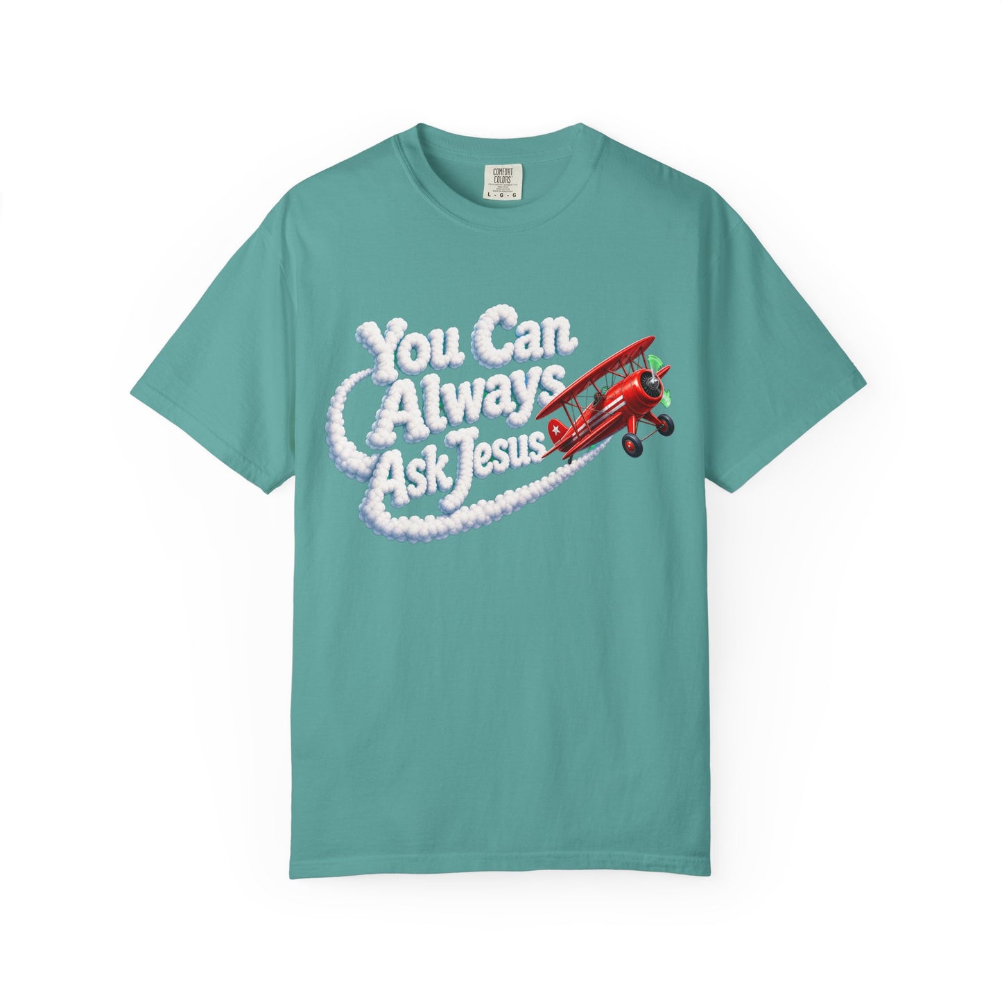 You Can Always Ask Jesus T-Shirt — Retro Biplane Skywriting Christian Tee