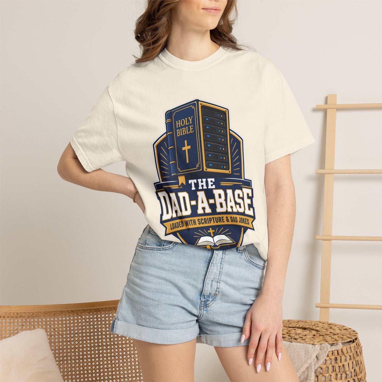 Dad-A-Base Christian T-Shirt — "The Dad-A-Base" Bible & Dad Jokes Design