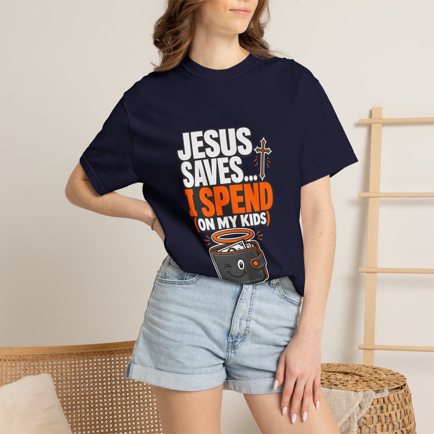 Jesus Saves I Spend On My Kids T-Shirt — Funny Christian Parent Tee