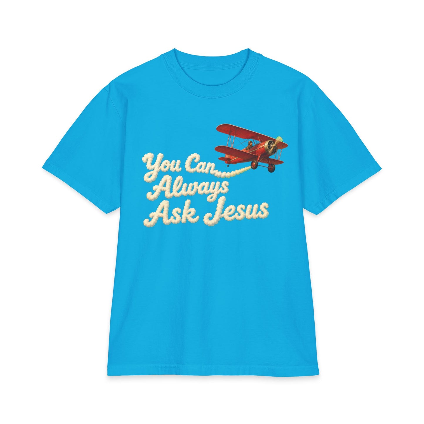 You Can Always Ask Jesus T‑Shirt — Vintage Biplane Christian Tee