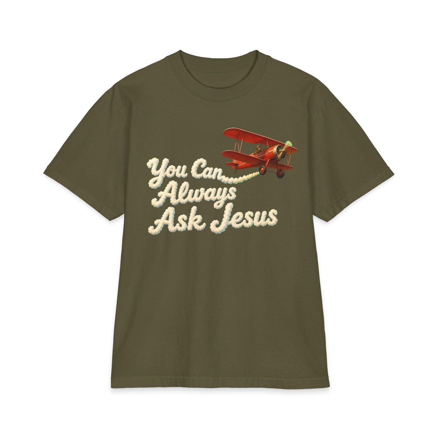 You Can Always Ask Jesus T‑Shirt — Vintage Biplane Christian Tee