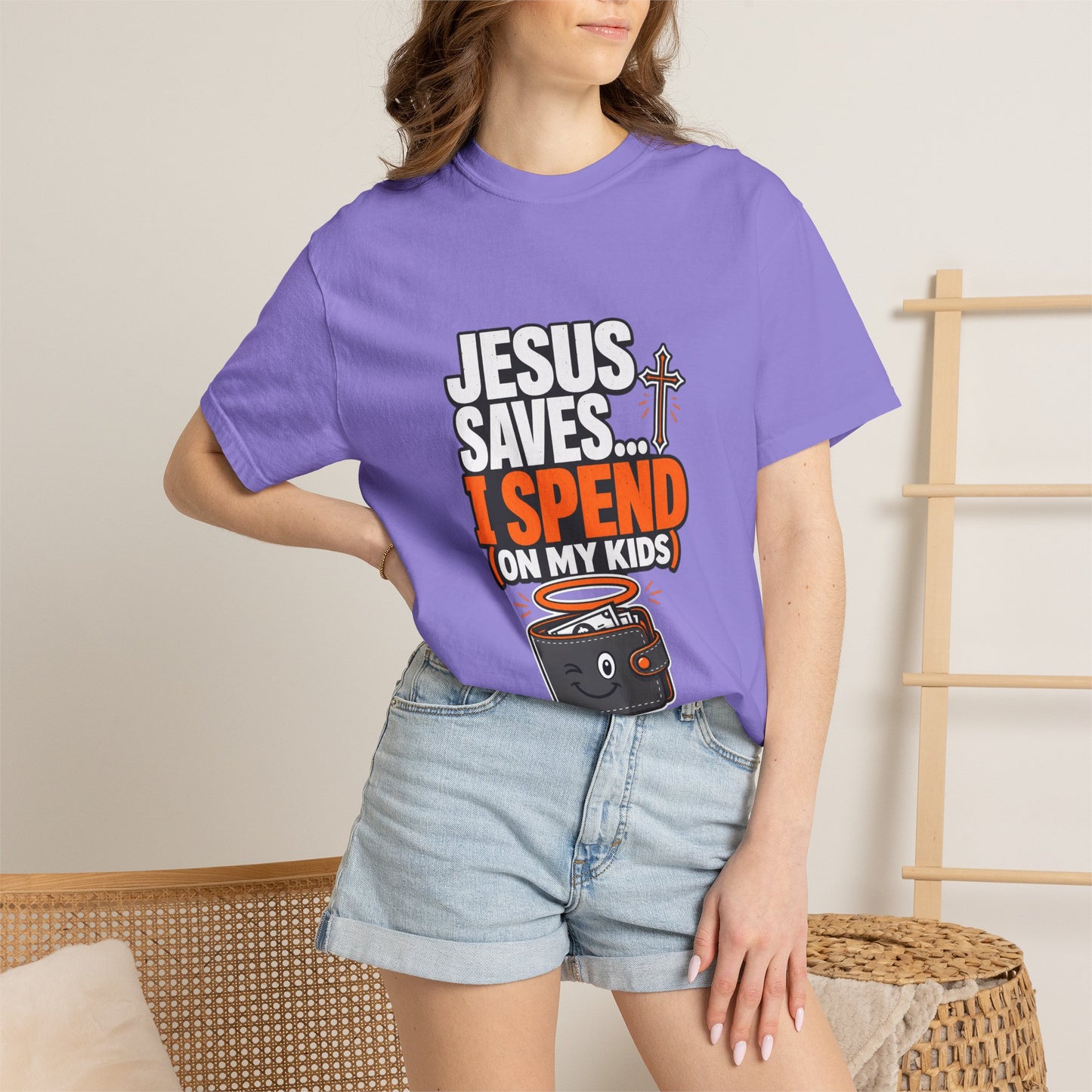 Jesus Saves I Spend On My Kids T-Shirt — Funny Christian Parent Tee